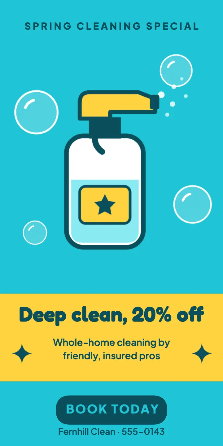 Deep clean half page ad template
