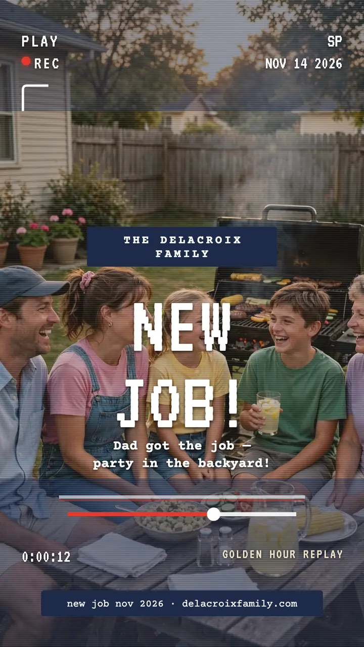 Delacroix new job camcorder story template
