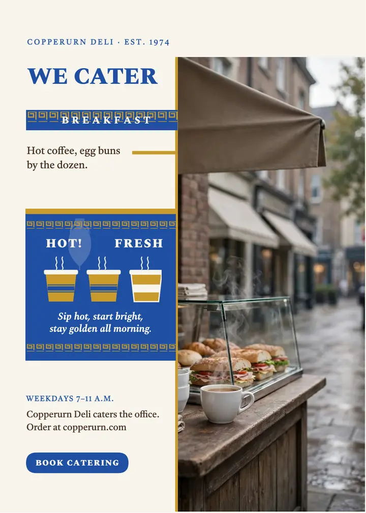 Copperurn deli breakfast catering invitation: deli catering invitation template