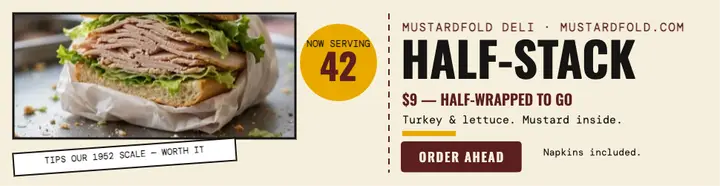 Mustardfold half-stack deli billboard template