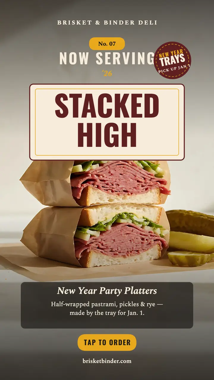 Brisket and Binder New Year catering story template