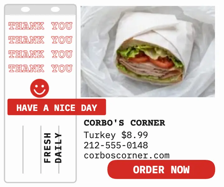 Corbo's Corner thank you bag ad template