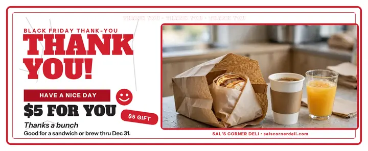 Sal's Corner Deli thank-you voucher template