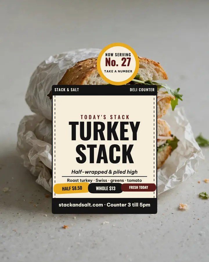 Stack and Salt turkey stack deli post template