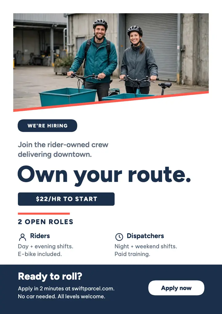 Swiftparcel delivery crew hiring flyer template