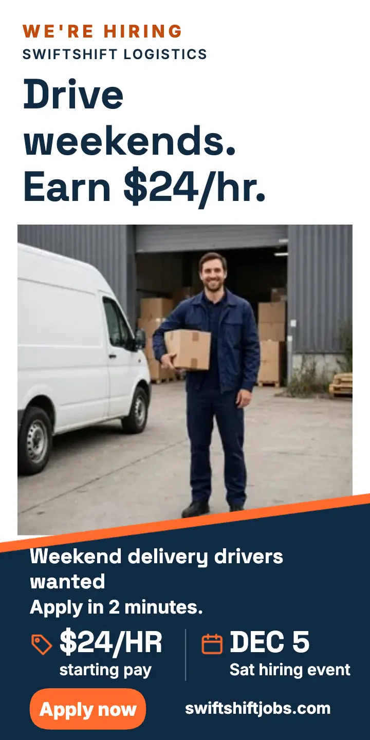 Swiftshift weekend drivers hiring ad template