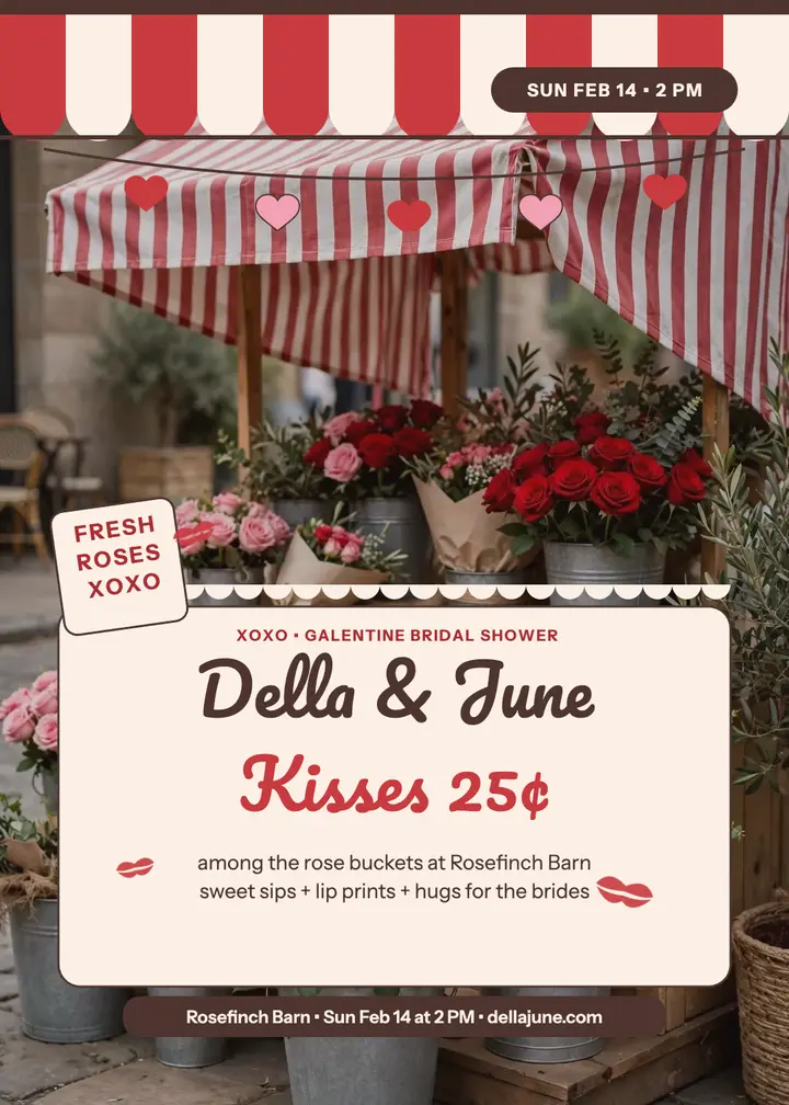 Della and June Galentine shower invitation template
