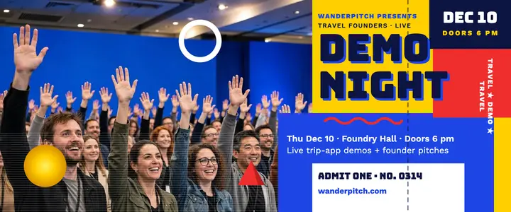 Wanderpitch Travel Demo Night conference ticket template