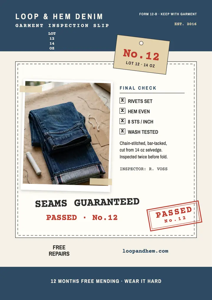Loop and Hem denim inspection flyer template