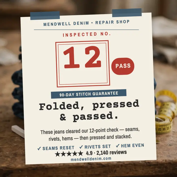 Mendwell Denim inspection guarantee post template