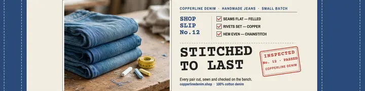 Copperline Denim inspection slip banner template
