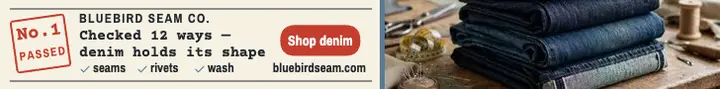 Bluebird Seam denim inspection slip ad: denim ad template