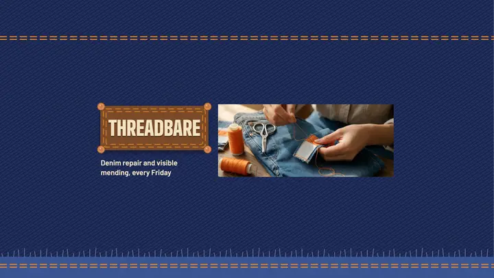 Threadbare denim repair banner template
