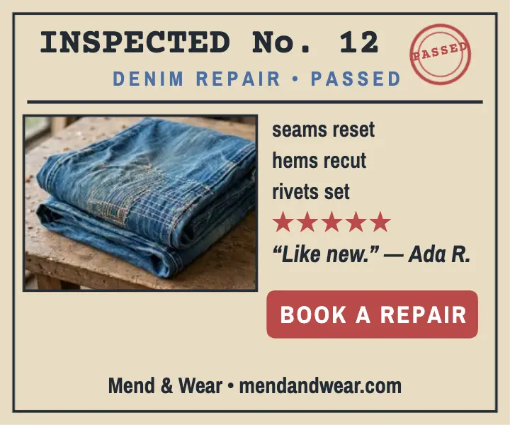 Mend and Wear denim inspection ad template