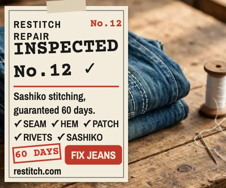 Restitch denim repair quality ad template