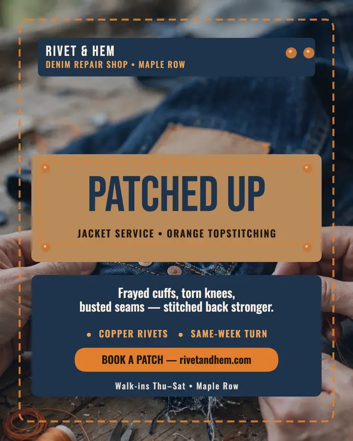 Rivet and Hem patched jacket post template