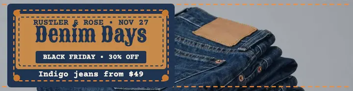 Rustler and Rose denim sale billboard template