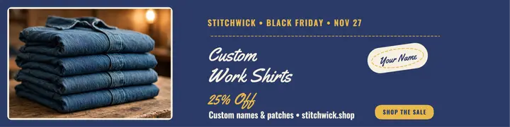 Stitchwick Black Friday work shirts banner: black friday sale banner template