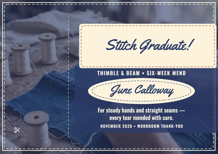 Thimble and Beam stitch graduate certificate template