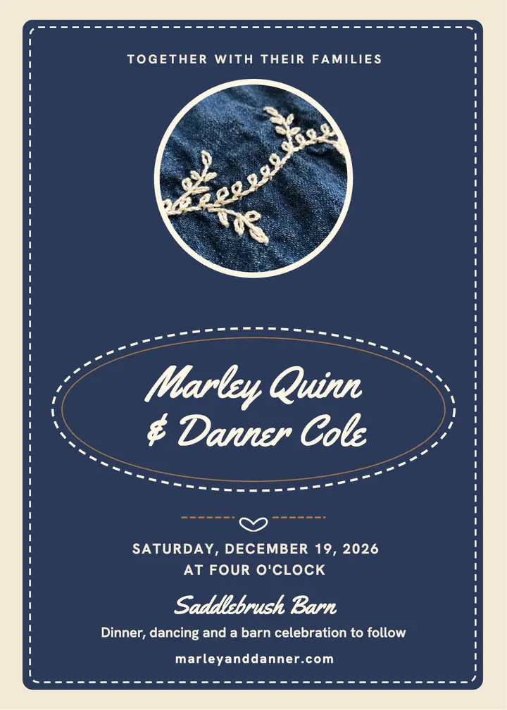 Marley Quinn and Danner Cole denim invitation template