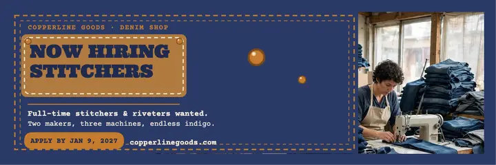 Copperline Goods hiring stitchers header template