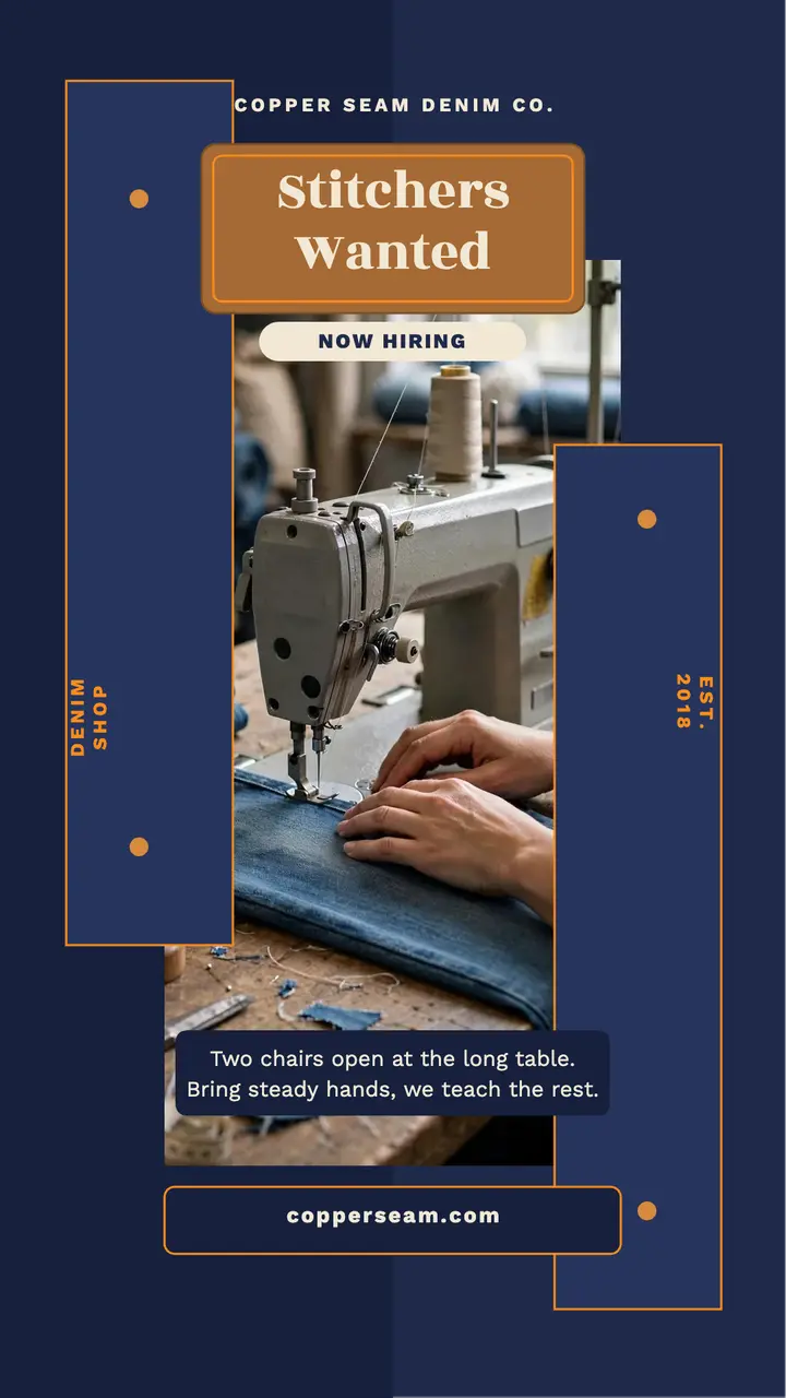 Copper Seam denim stitchers hiring story: denim hiring story template