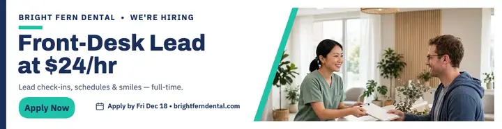 Bright Fern Dental front-desk hiring billboard template