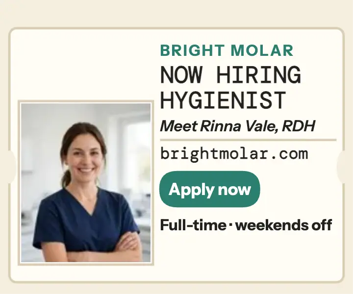Bright Molar Studio hygienist file card ad template