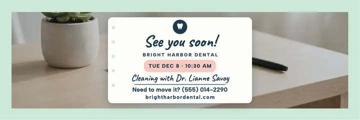 Bright Harbor Dental visit card header template
