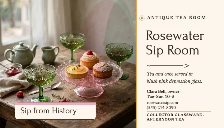 Rosewater Sip Room antique tea card template