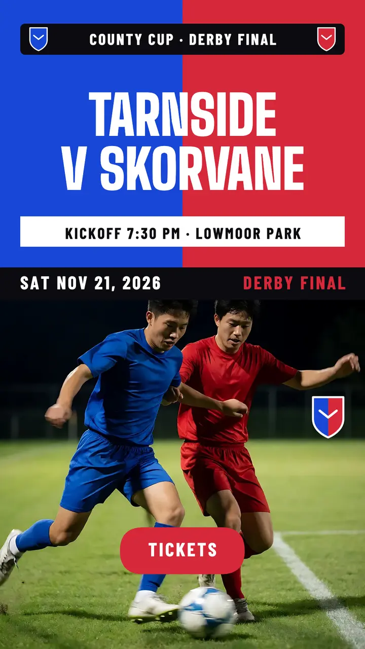 Tarnside v Skorvane derby final fixture story template