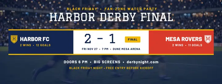 Harbor Derby Final watch party cover template