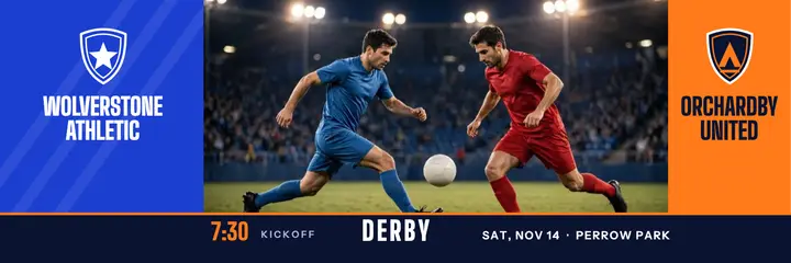 Wolverstone vs Orchardby derby header: soccer matchday header template