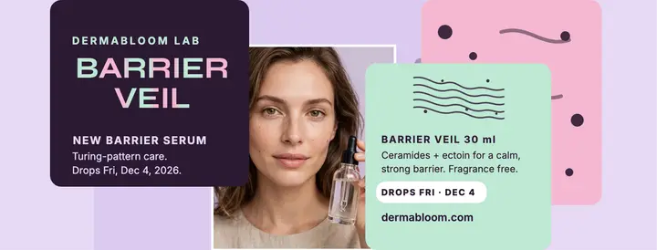 Dermabloom barrier serum launch cover template