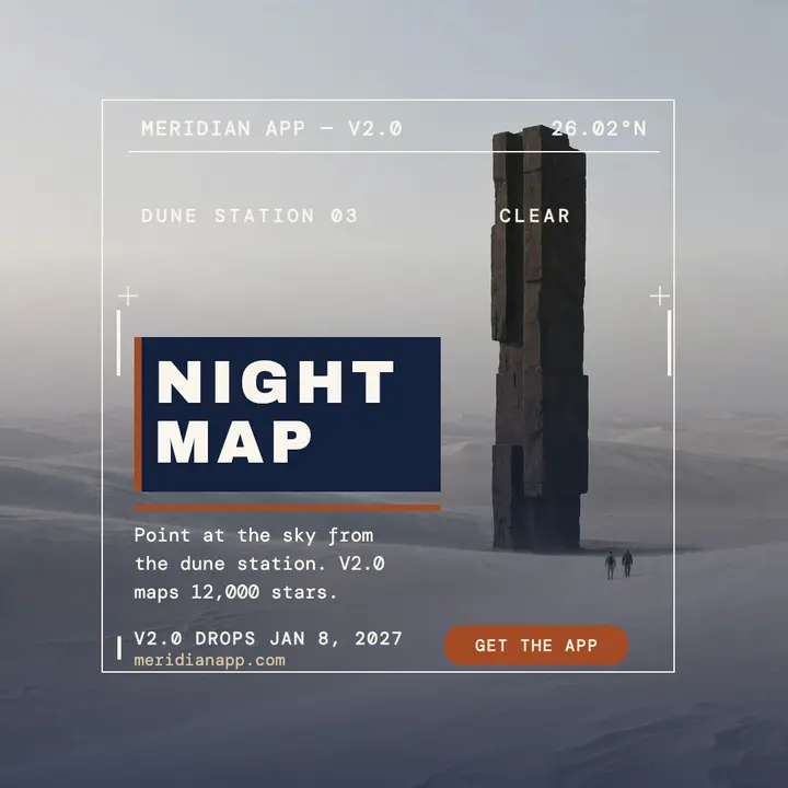 Meridian night map desert launch post template