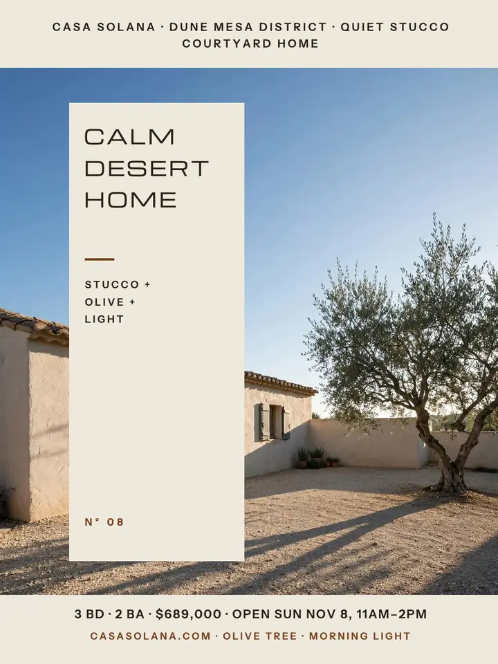 Casa Solana desert courtyard home portrait template