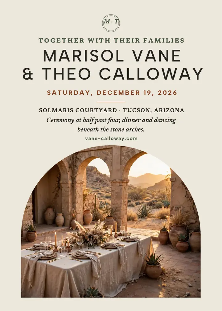 Marisol and Theo desert courtyard invitation template