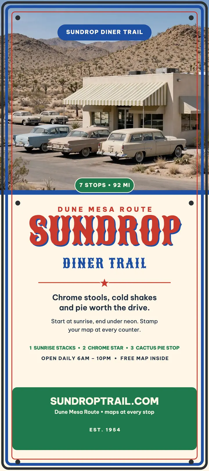 Sundrop Diner Trail rack card template