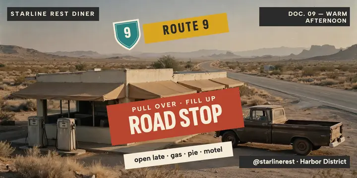Starline Rest desert road stop post template