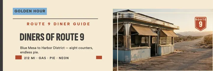 Route 9 desert diner road trip header template