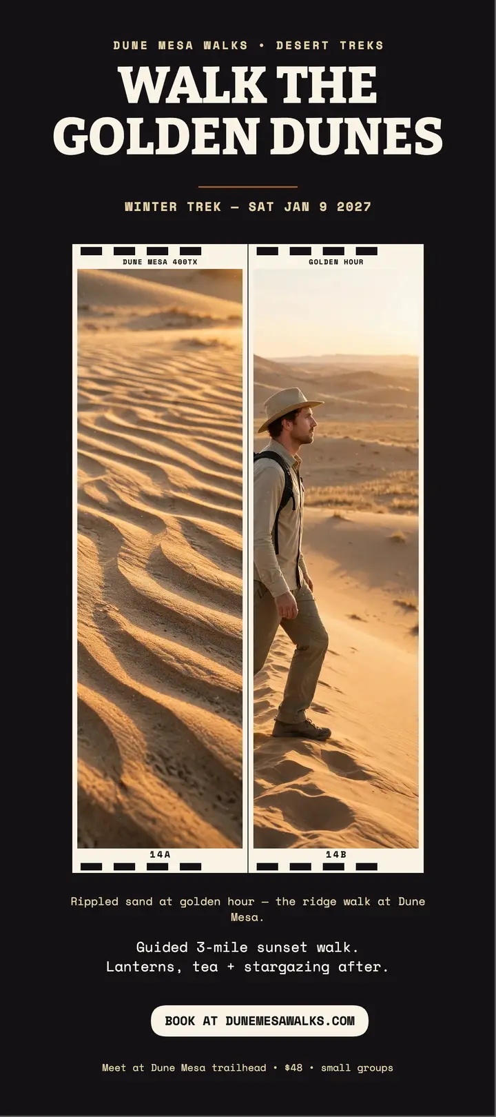 Dune Mesa Walks desert diptych rack card template