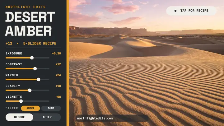Desert Amber phone edit recipe thumbnail template