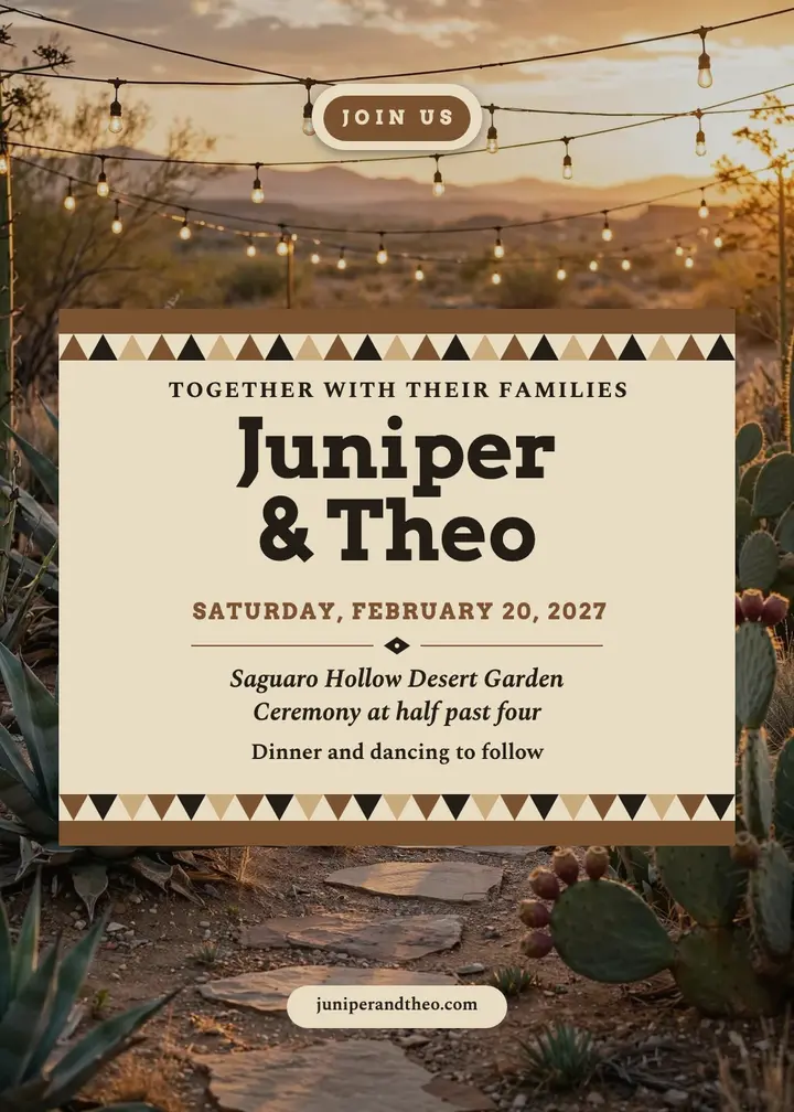 Juniper and Theo desert garden invite template