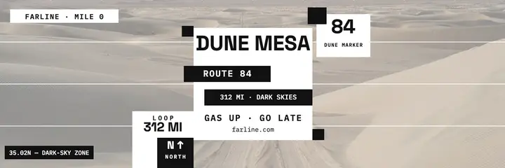 Dune Mesa Route desert grid header: desert road trip header template