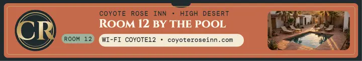 Coyote Rose Inn key sleeve cover template