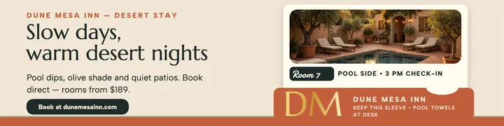 Dune Mesa Inn desert stay banner template