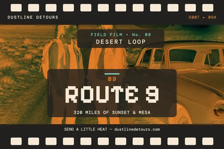 Route 9 desert loop negative postcard template
