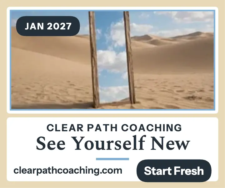 Desert mirror New Year coaching ad template