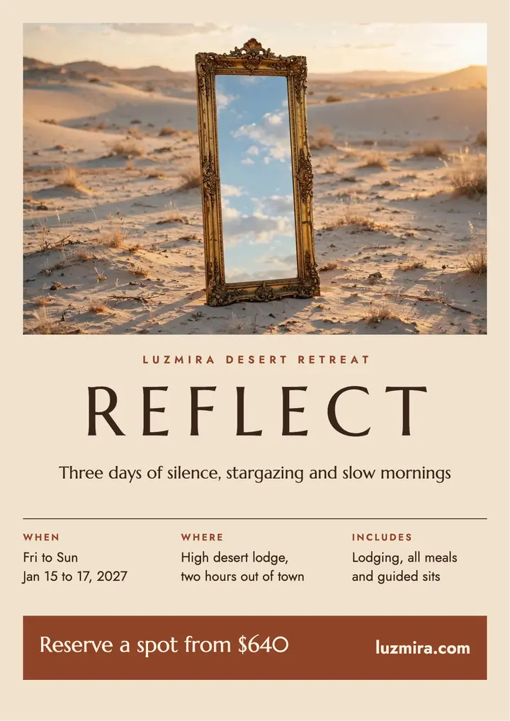 Luzmira desert retreat weekend flyer template