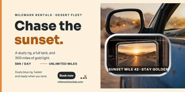 Milemark desert sunset mirror road post template